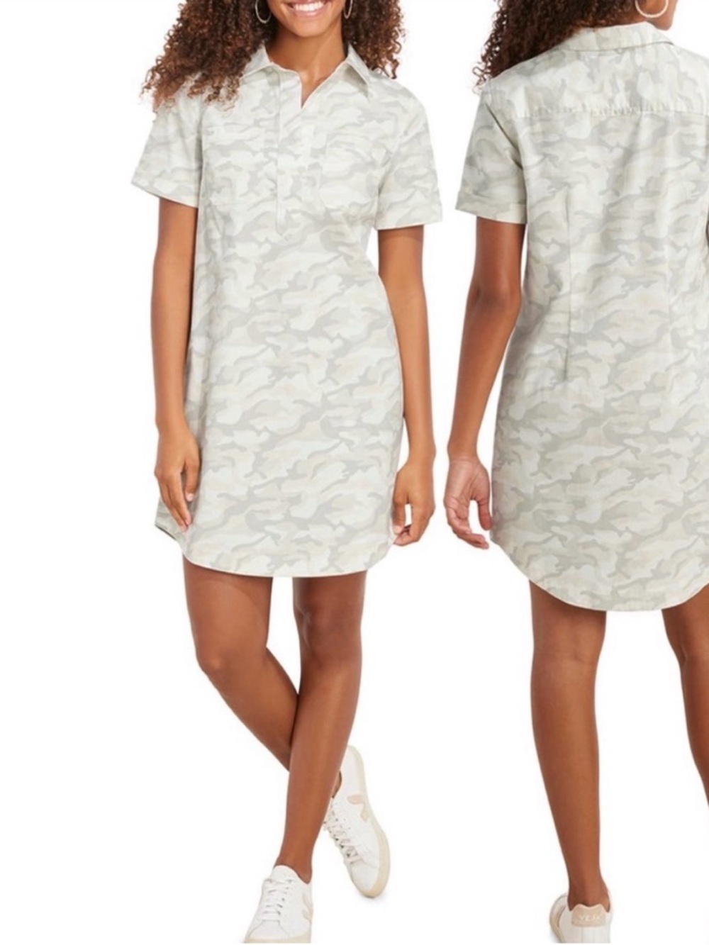 Vineyard Vines Margo camo shirt dress white gray cotton size 2